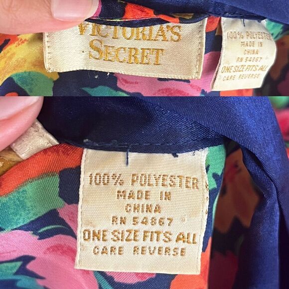 Vintage Victoria's Secret Gold Label Women Floral Satin Short Robe Sleepwear 90s - Picture 4 of 17